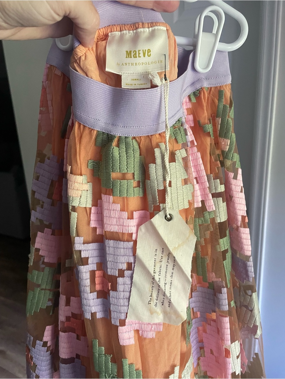 Maeve Orange Floral A-Line Skirt with Pastel Embroidery - Picture 3 of 8